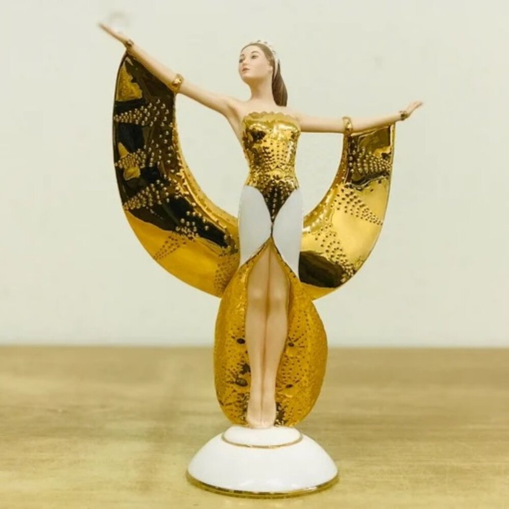 The Franklin Mint SUNRISE in GOLD Fine Porcelain Figurine Hand Painted 11.5"
